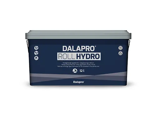 Dalapro Roll Hydro - blått rullspackel för våtrum som ger en hård och vattenavvisande yta.